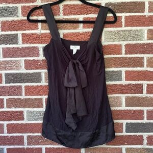 LOFT- tank top with tie in front. Straps, tie, and bottom are sheer (small).